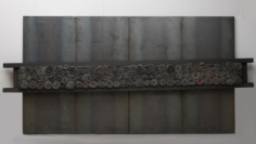 Untitled, 1998 iron panels, lead, cloth